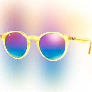 Ray-Ban Yellow Frame Sunglasses with Multicolor Lenses